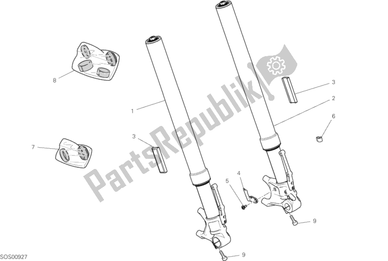 All parts for the Front Fork of the Ducati Scrambler 1100 Sport Thailand 2020